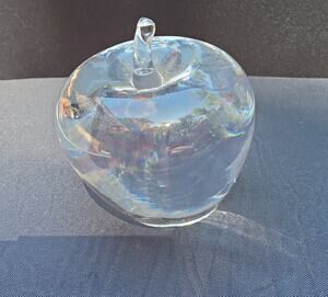 Vintage Signed Steuben Crystal "Apple" Paperweight Figurine